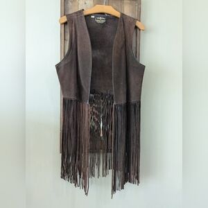 Vintage Latigo West 70 s Fringed Vest size Large Fits Med